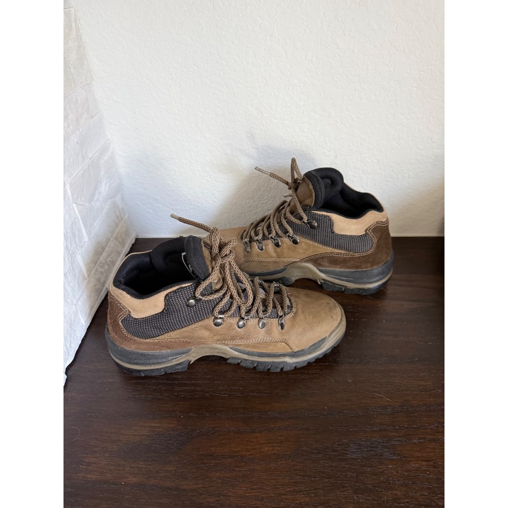 Timberland ACT Brown Leather Hiking Boots Womens 6.5 M Mid Top Trail Shoes - Picture 3 of 9